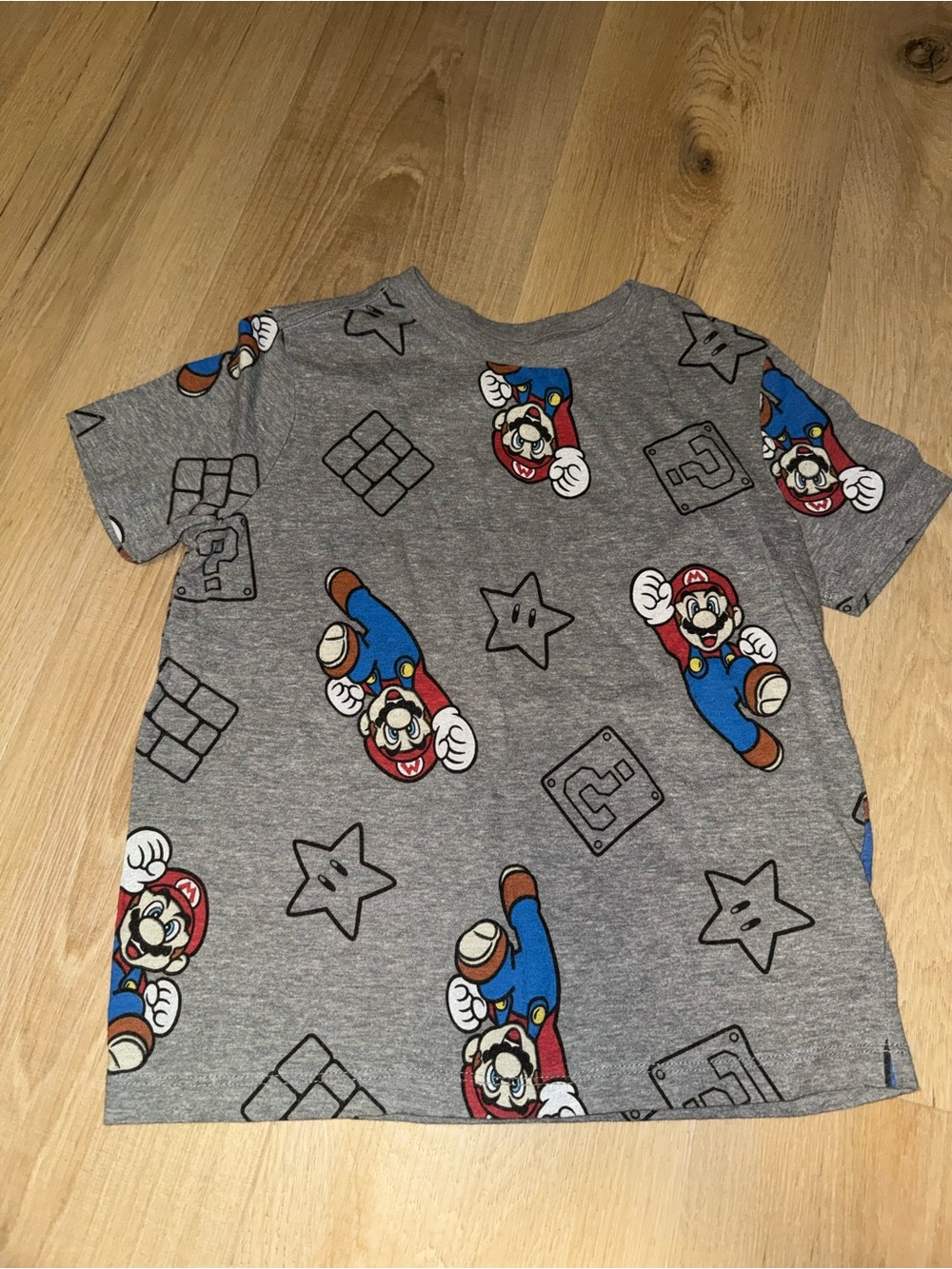 Grey Super Mario Graphic Tee for Kids